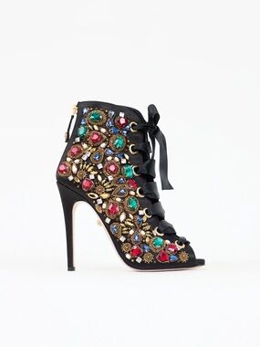 Fausto Puglisi Satin Bejewelled Bootie
